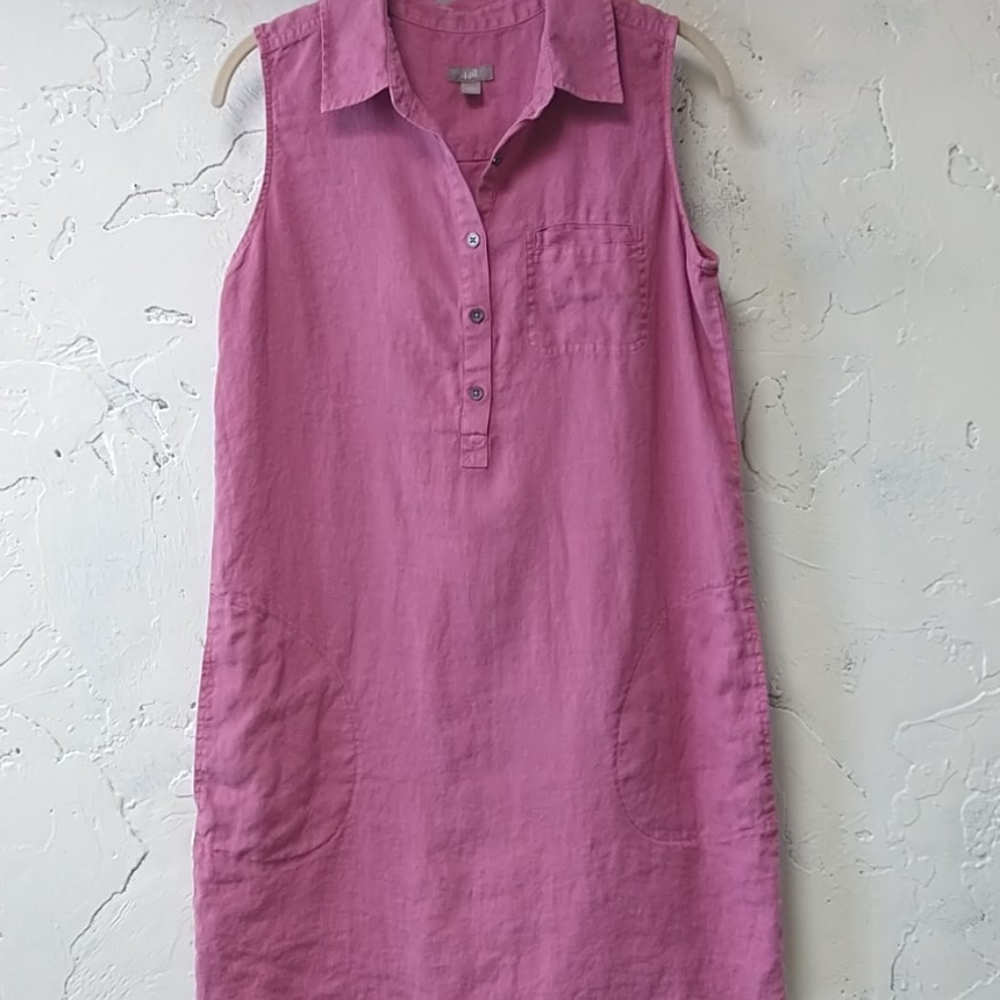 J. Jill Sleeveless Linen Shift Dress in Pink